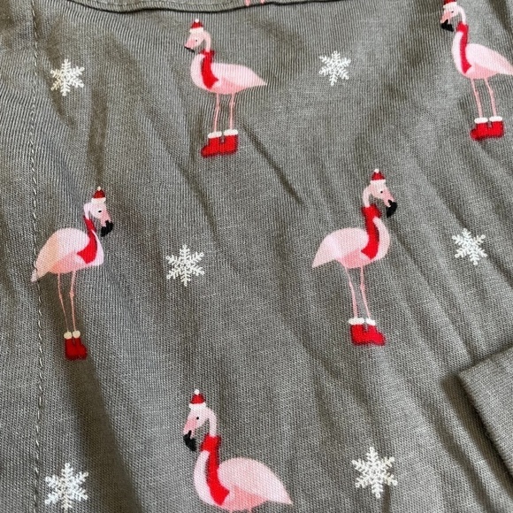 PJ Salvage Button Up Flamingo Pajama Lounge Top - Picture 3 of 7